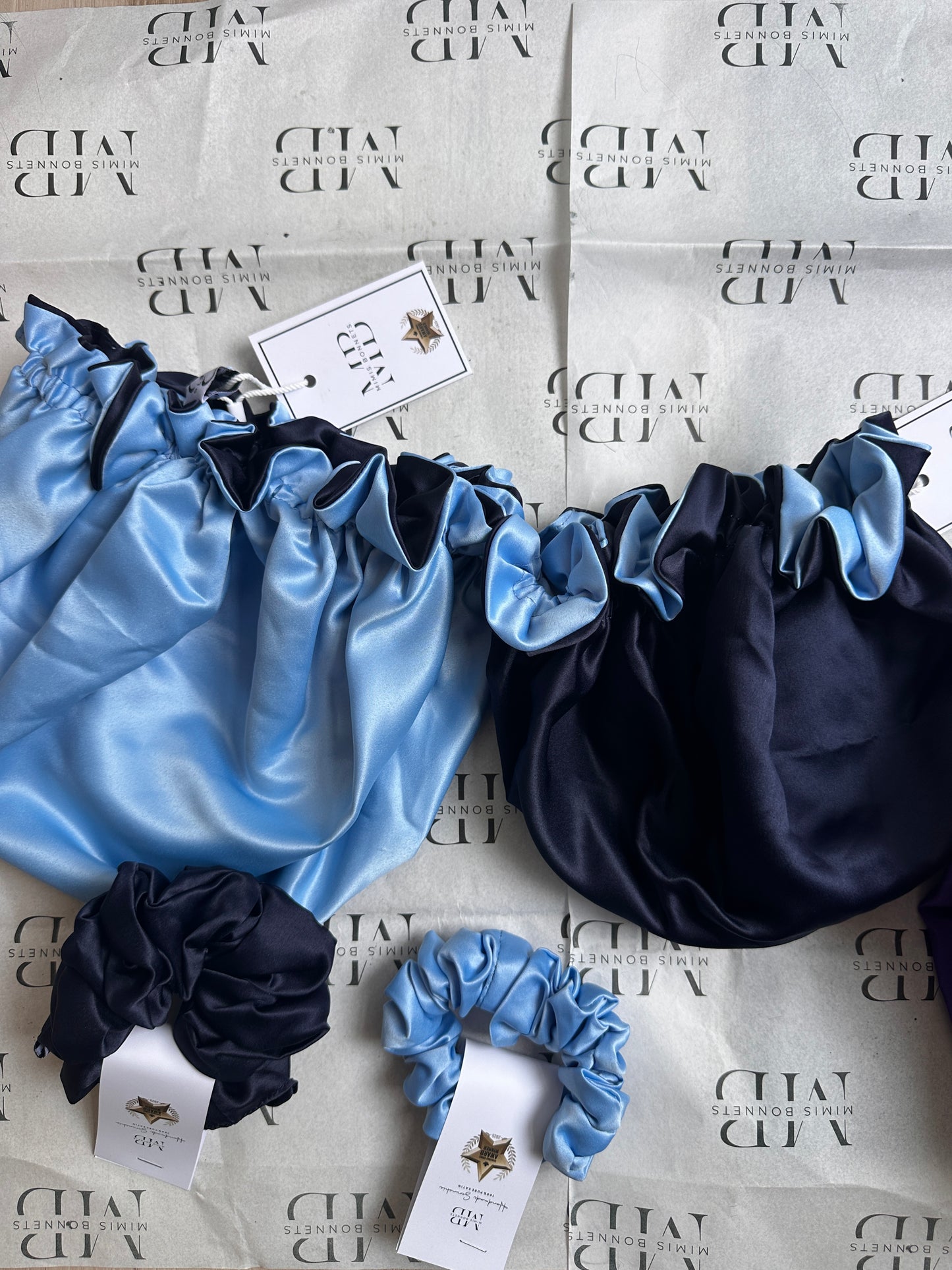 Midnight Blue Reversible Satin Bonnet