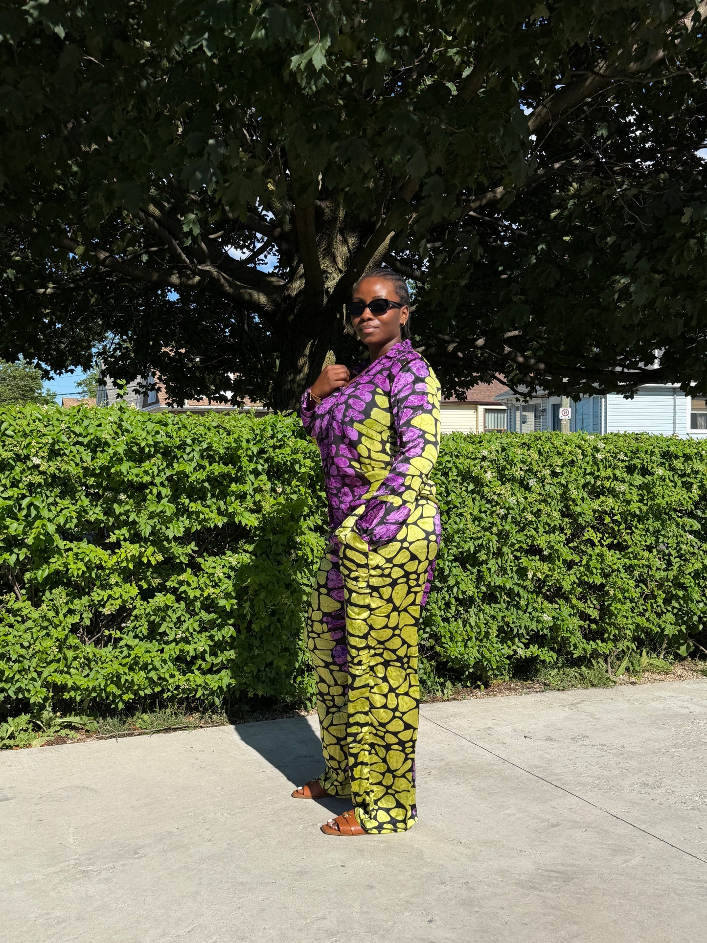 Adire Silk and chiffon two-piece set