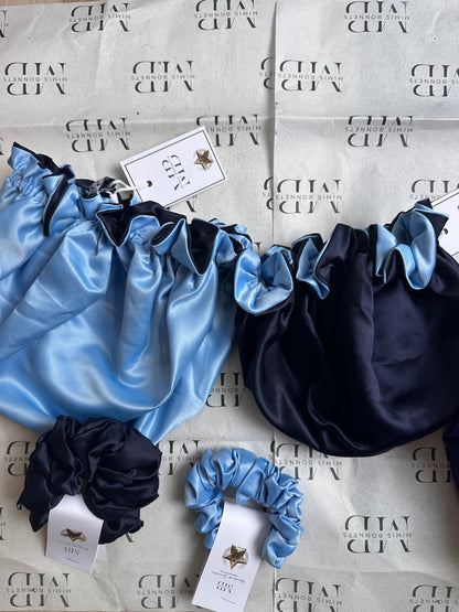 Midnight Blue Reversible Satin Bonnet