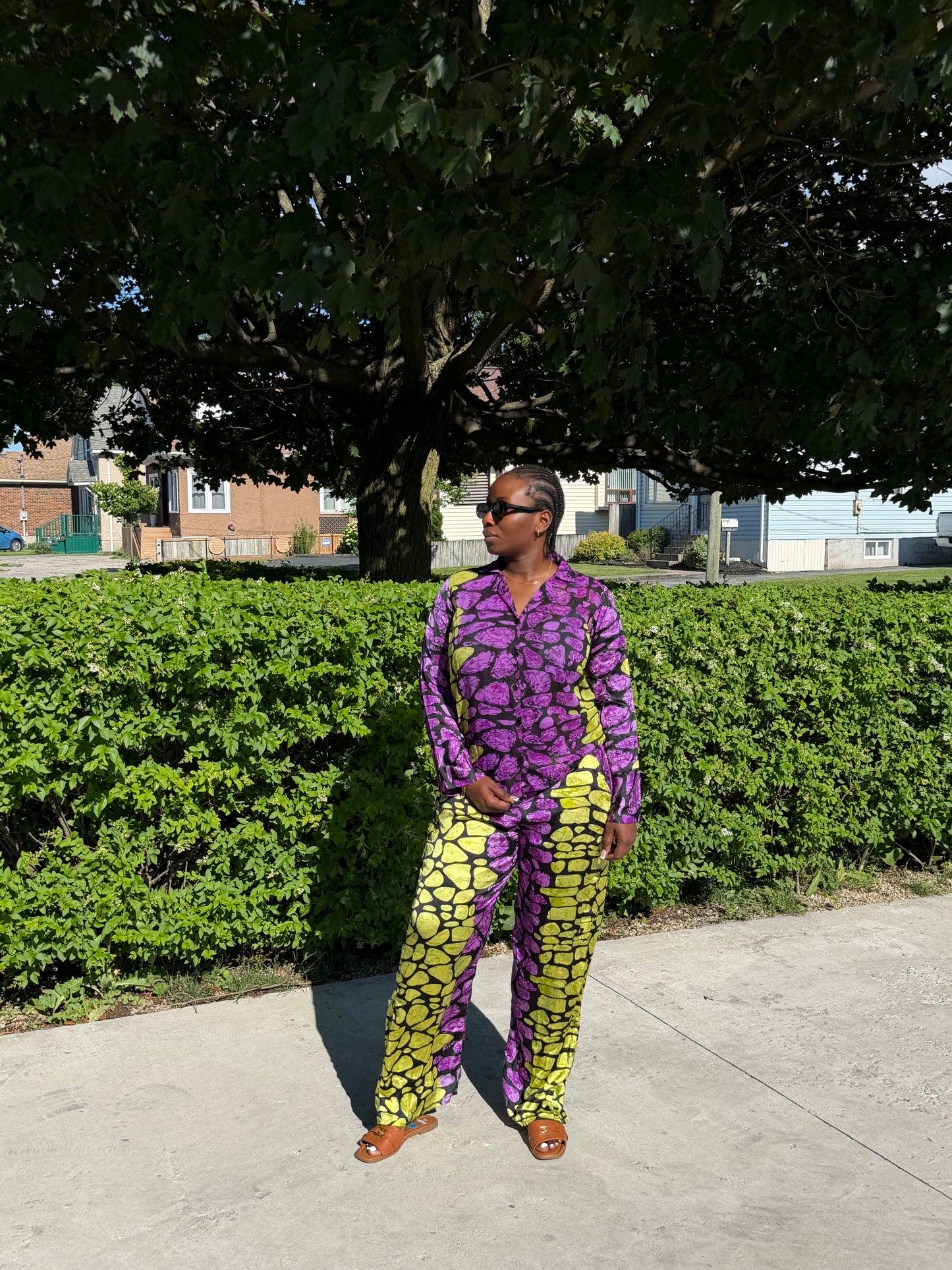 Adire Silk and chiffon two-piece set