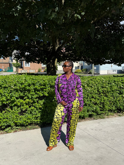 Adire Silk and chiffon two-piece set