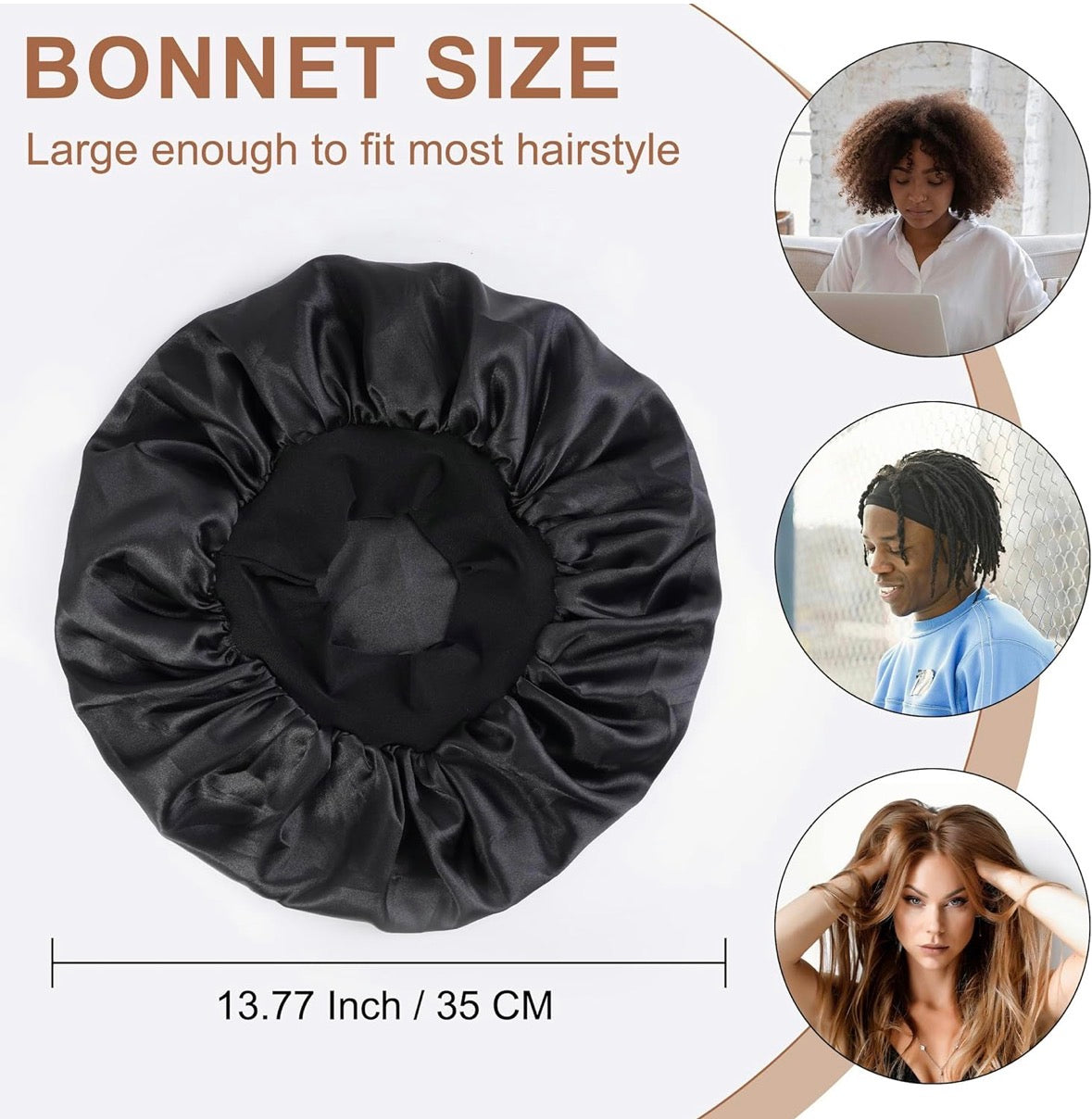 Bonnets for Men and Women Double Layer Satin Hair Bonnet for Sleeping