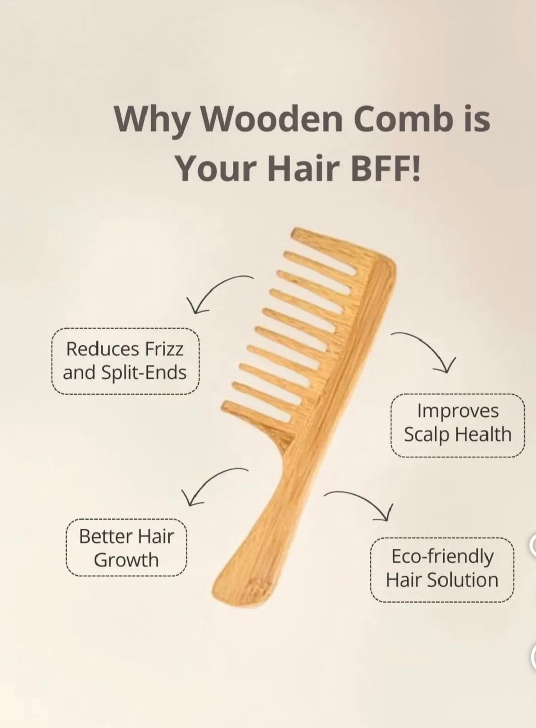 Wooden Bamboo Wide-Tooth Comb