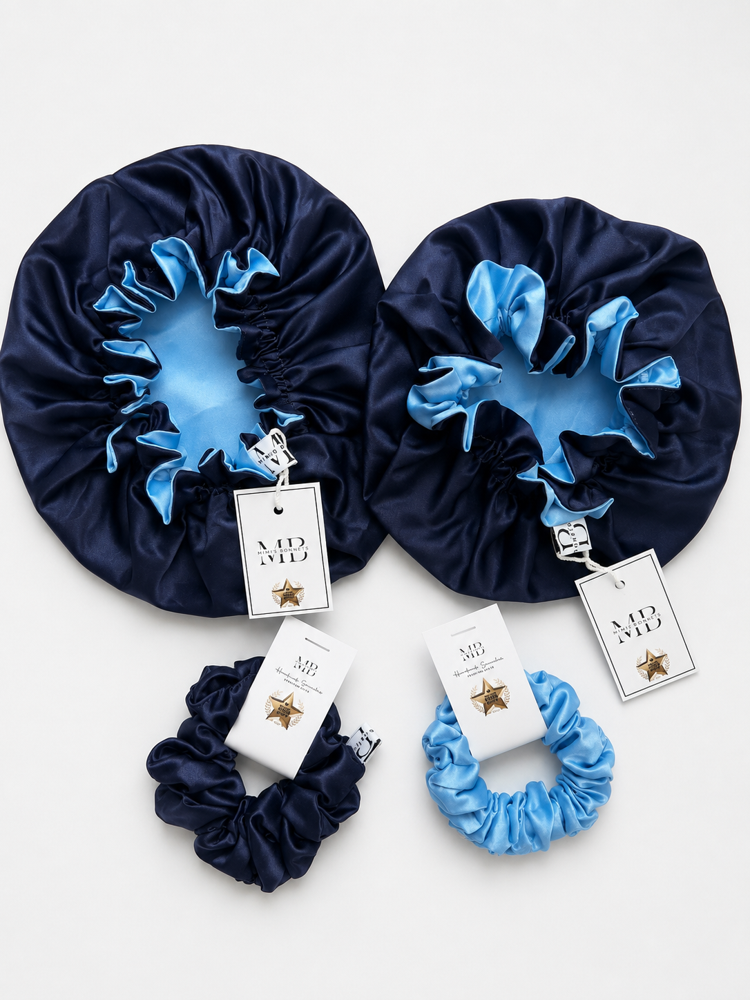 Midnight Blue Reversible Satin Bonnet