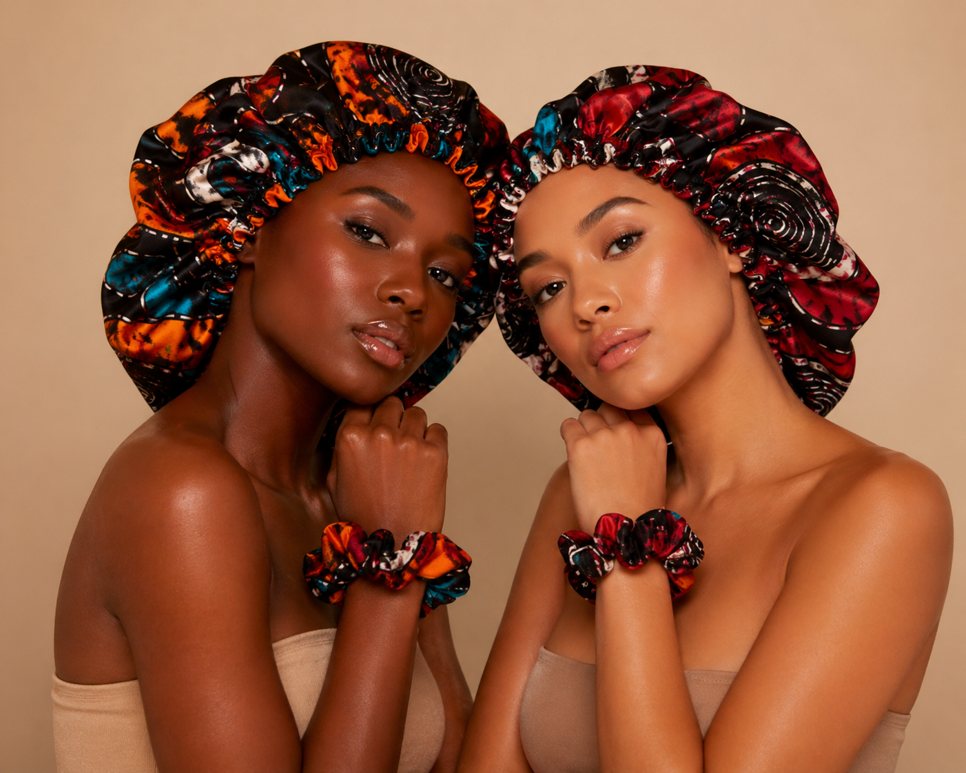 African Royal Satin Bonnet Set