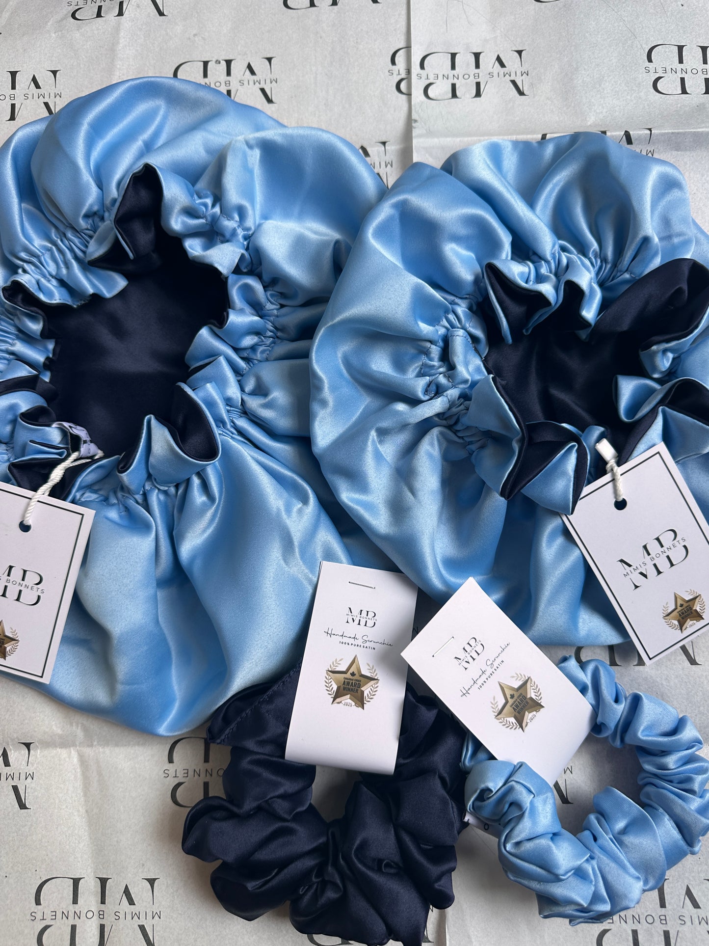 Midnight Blue Reversible Satin Bonnet