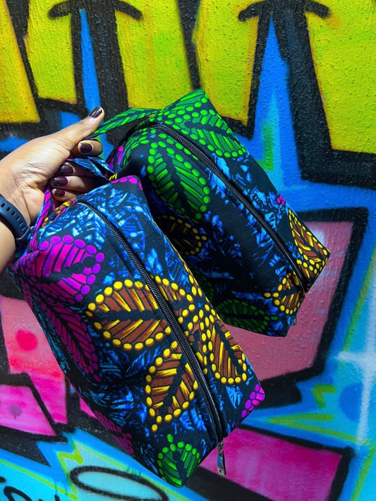 Alàáyo African Print Sunset Kente Toiletry/Makeup/Hair Accessories bag