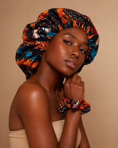 African Royal Satin Bonnet Set
