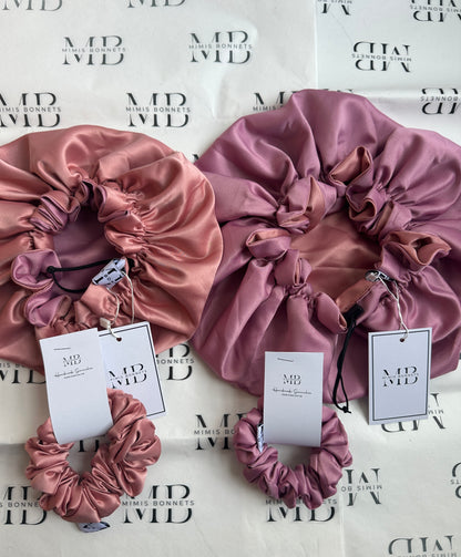 Pearl Bonnet | Double Layer Satin Bonnet | Adjustable strap