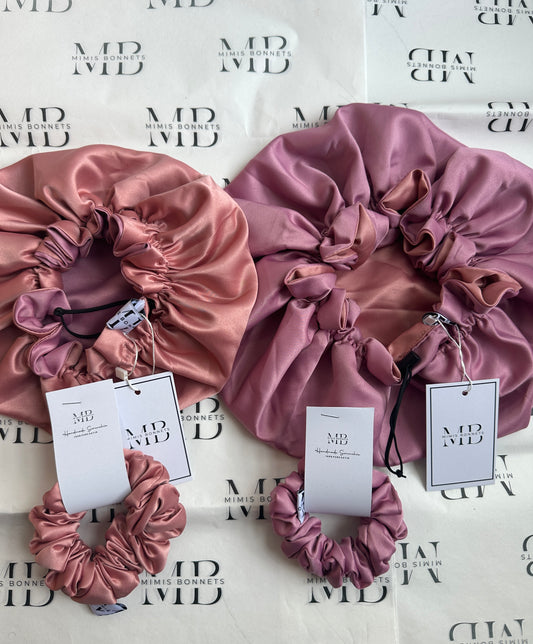 Pearl Bonnet | Double Layer Satin Bonnet | Adjustable strap