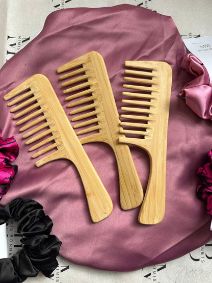 Wooden Bamboo Wide-Tooth Comb