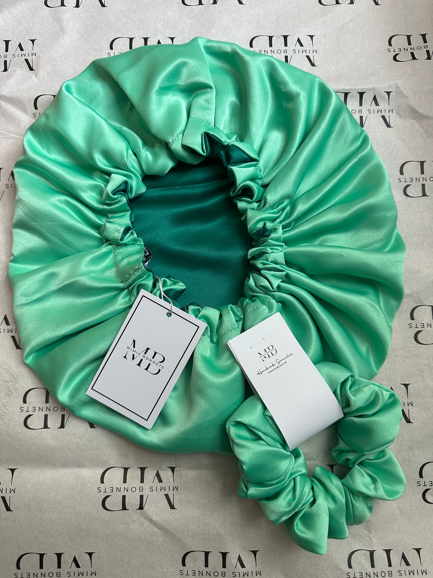 Mint Glow & Emerald Luxe Revrsible `bonnets
