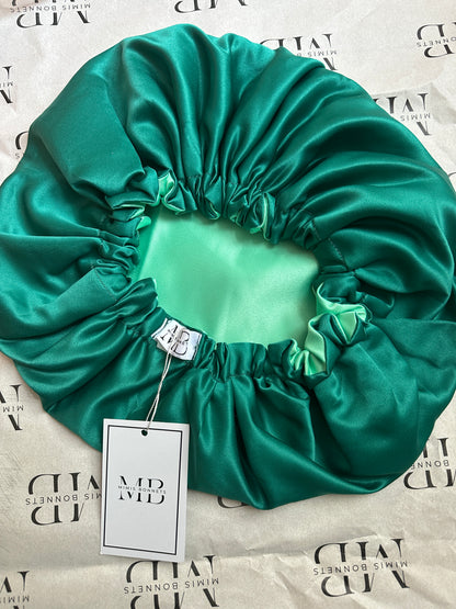 Mint Glow & Emerald Luxe Revrsible `bonnets