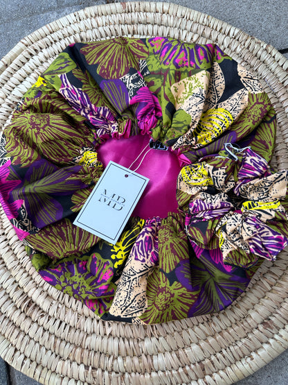 Vibrant African Print Satin-Lined Reversible Hair Bonnet