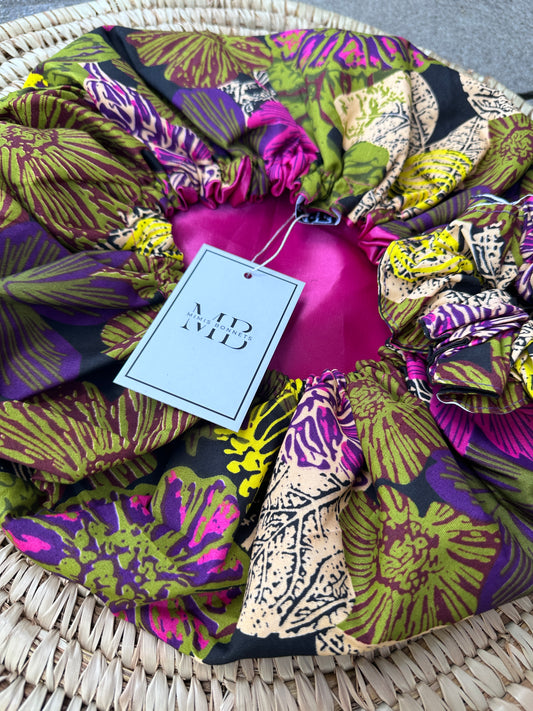 Vibrant African Print Satin-Lined Reversible Hair Bonnet