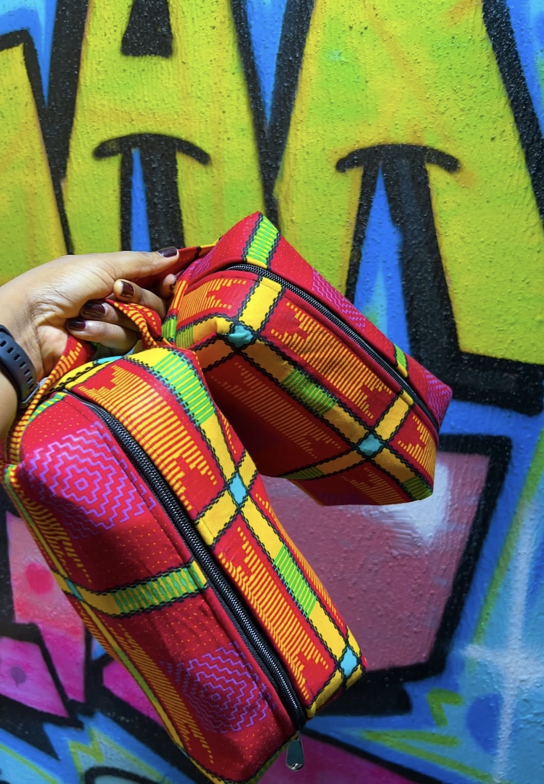 Sunset Kente Toiletry/Makeup/Hair Accessories bag