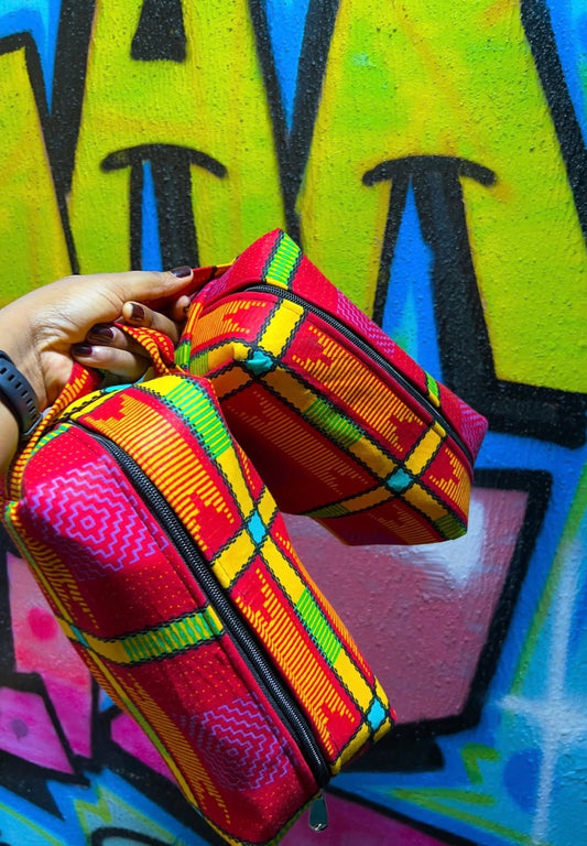 Sunset Kente Toiletry/Makeup/Hair Accessories bag