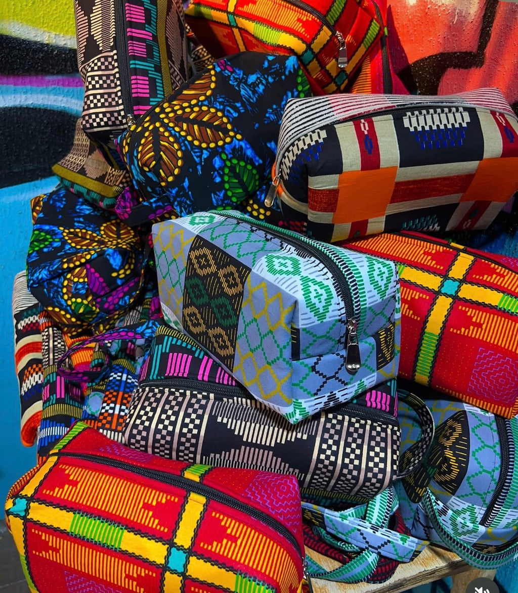 Sunset Kente Toiletry/Makeup/Hair Accessories bag