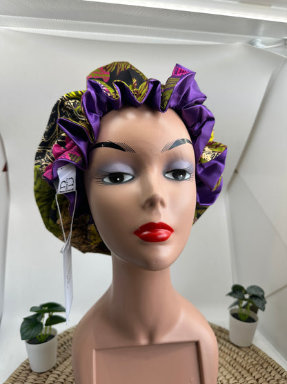 Vibrant African Print Satin-Lined Reversible Hair Bonnet