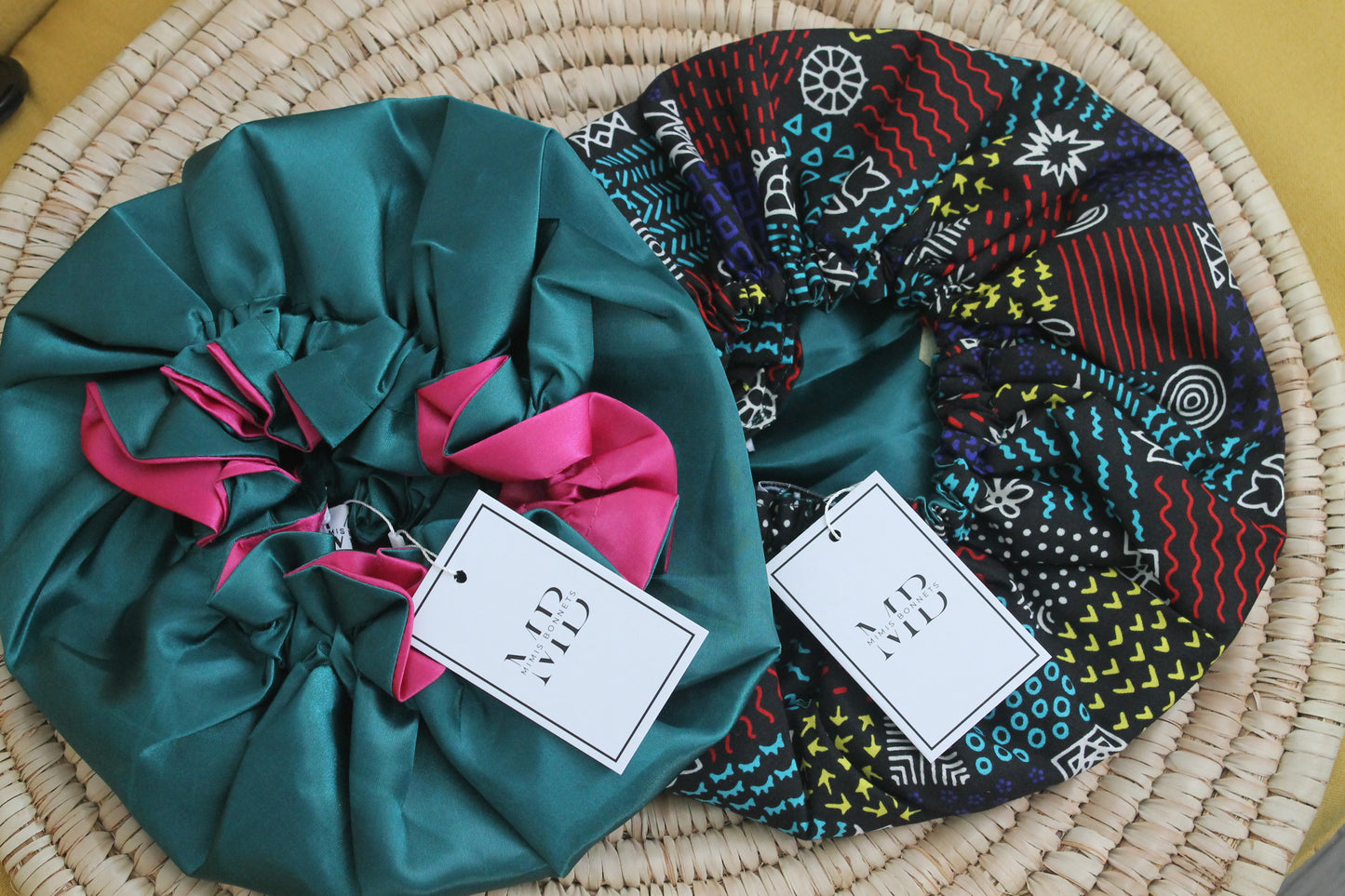 Vibrant African Print Satin-Lined Reversible Hair Bonnet