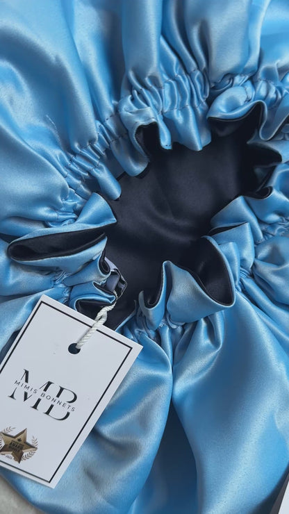 Midnight Blue Reversible Satin Bonnet