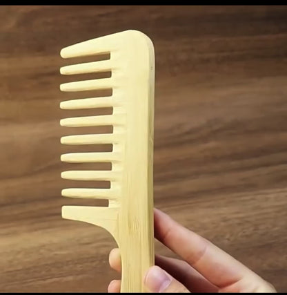 Wooden Bamboo Wide-Tooth Comb