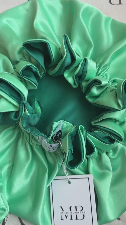 Mint Glow & Emerald Luxe Revrsible `bonnets